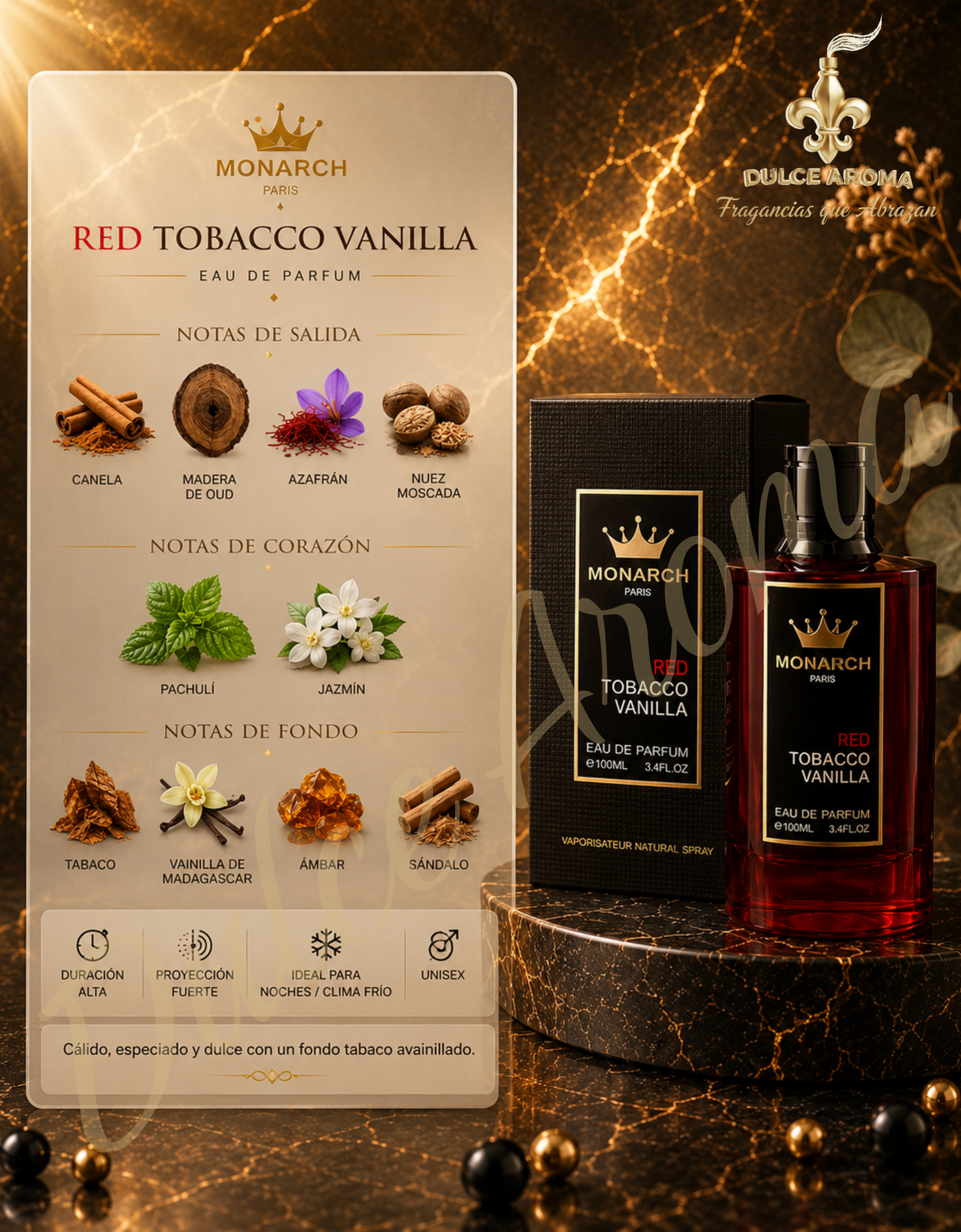 Monarch Red Tobacco Vanilla 3.4 oz EDP