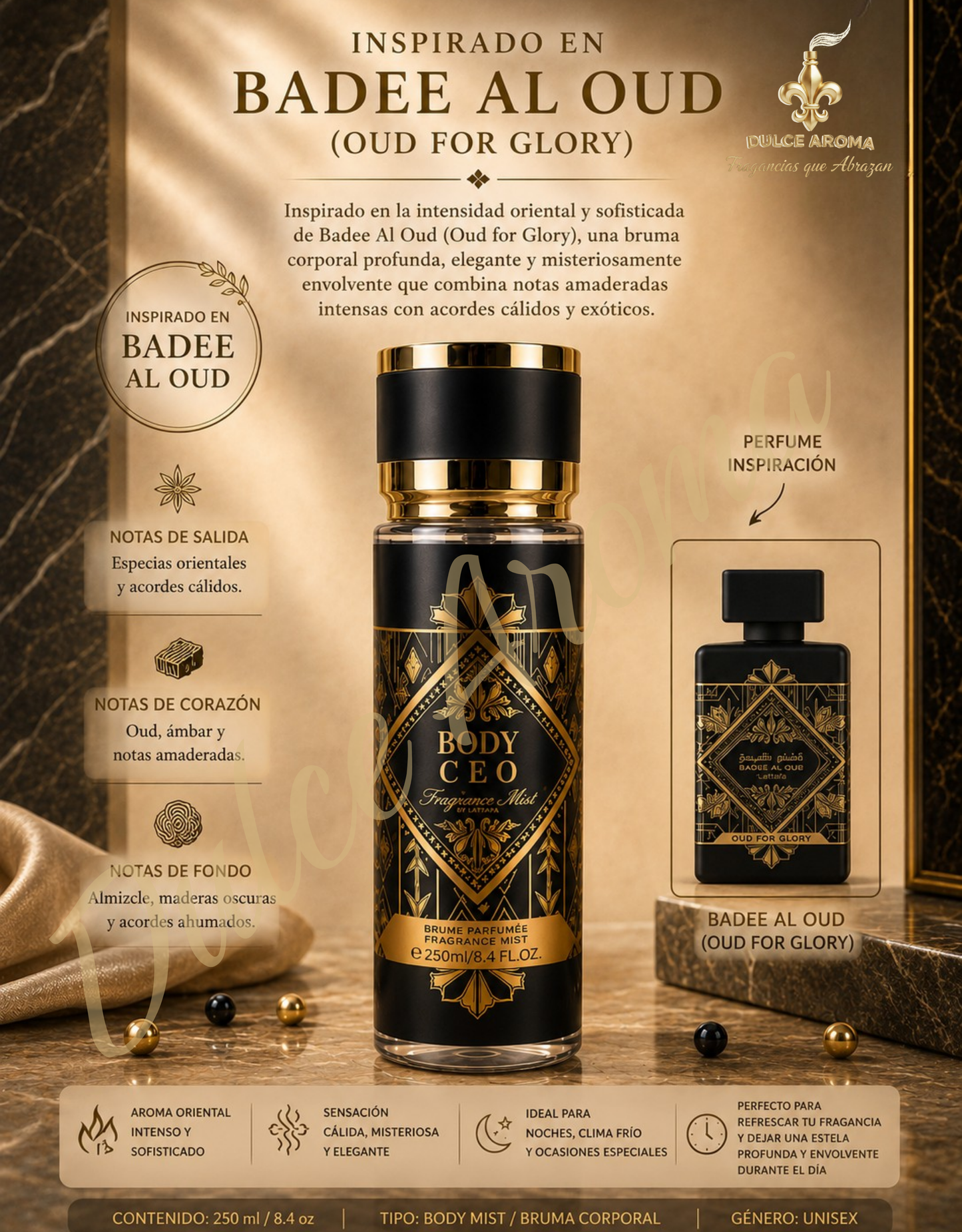 Badee Al Oud Splash - Body CEO - Inspirado en Badee for Glory