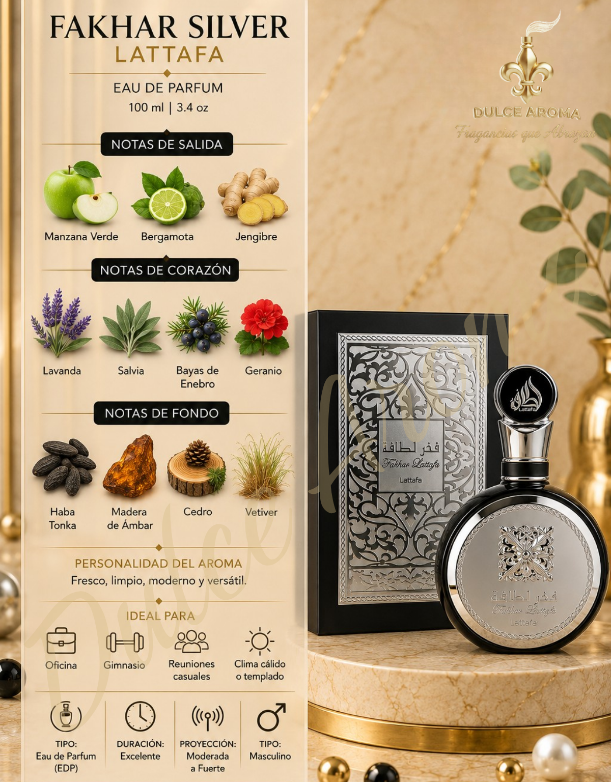 Fakhar Silver – 3.4 oz EDP – Lattafa