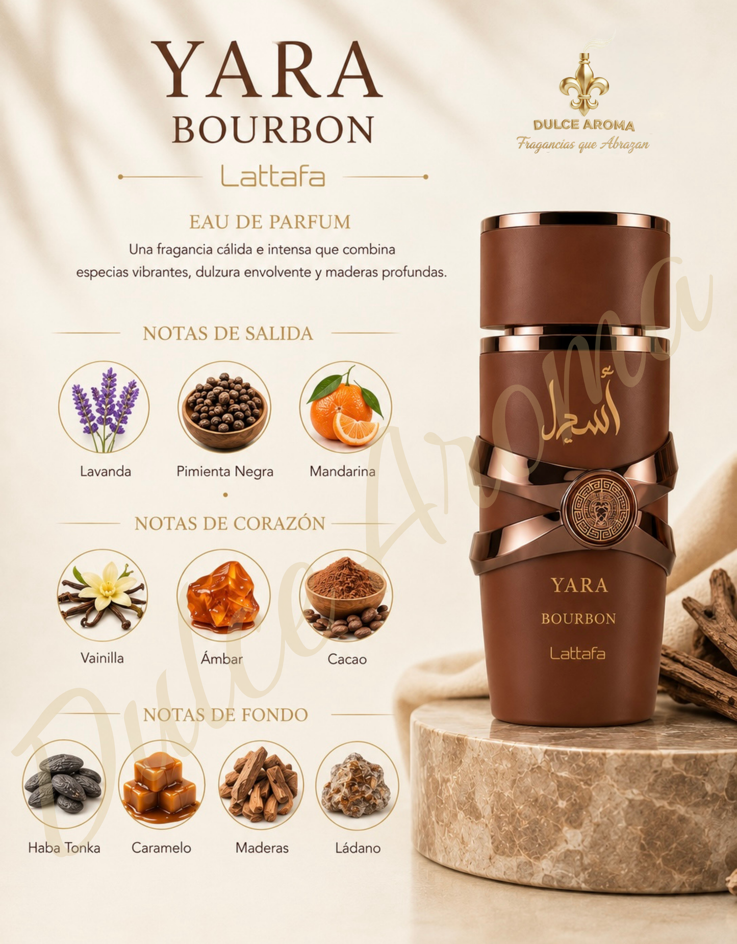 Yara Bourbon 3.4 oz EDP - Lattafa